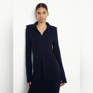 NWT Vince Crimped Wool Collar Cardigan Size M